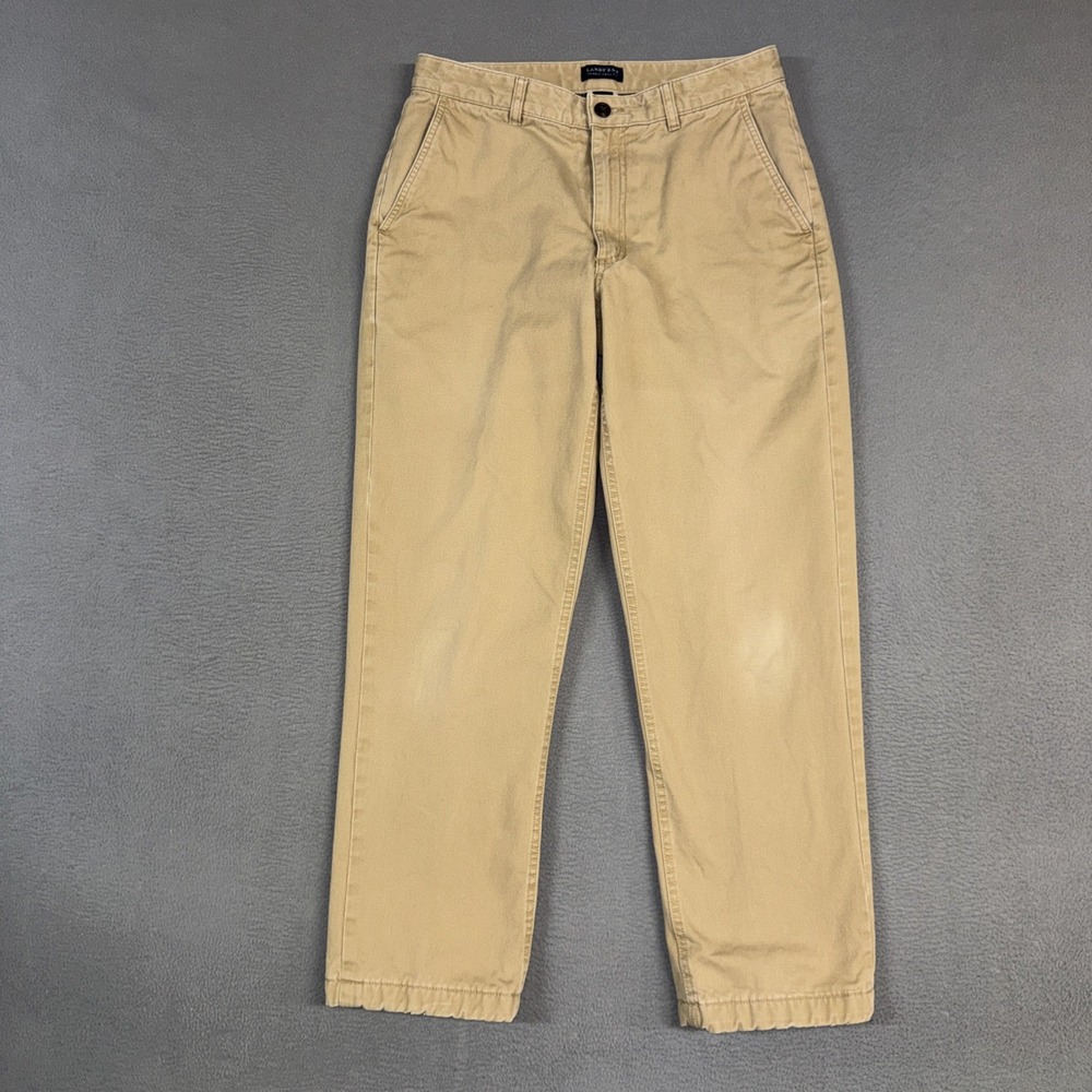 Lands End Pants Mens 32 Brown Traditional Fit Flat Front Flannel Lined Work